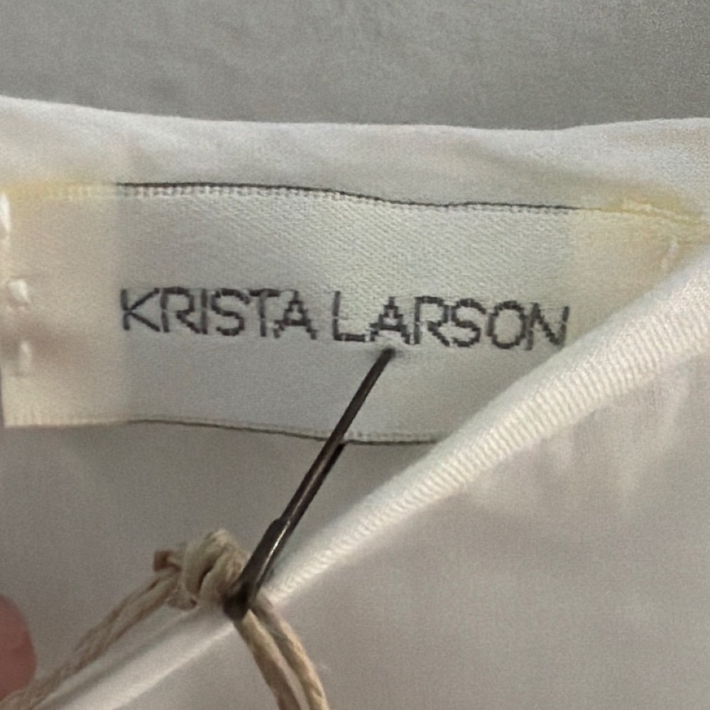 Krista LarsonWomen OSFM White Cotton Voile Foundation Slip Dress Ruffle Mesh Hem - Picture 4 of 12